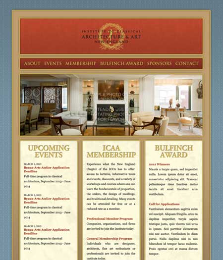 Website Design for Non-profit Organization promoting Classical Architecture